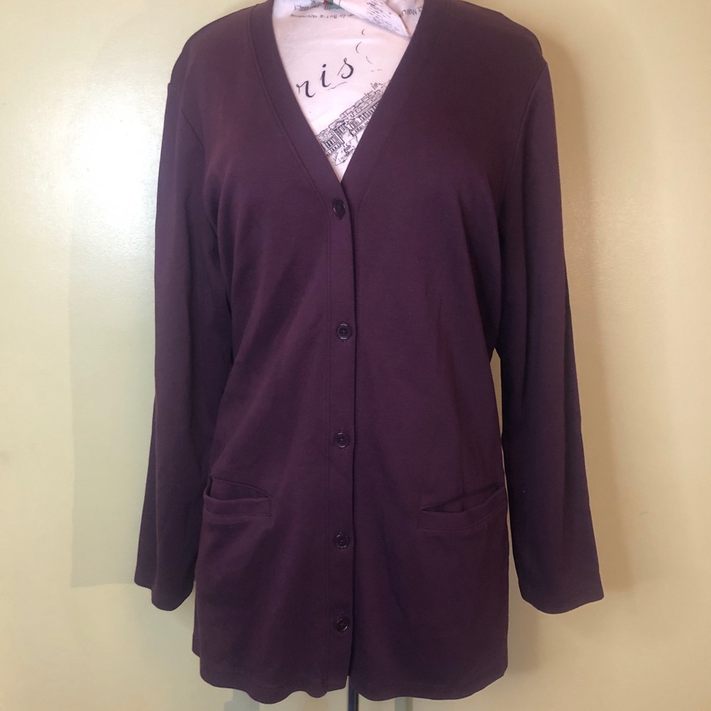 Land’s End cotton cardigan size w 16/18 NWOT